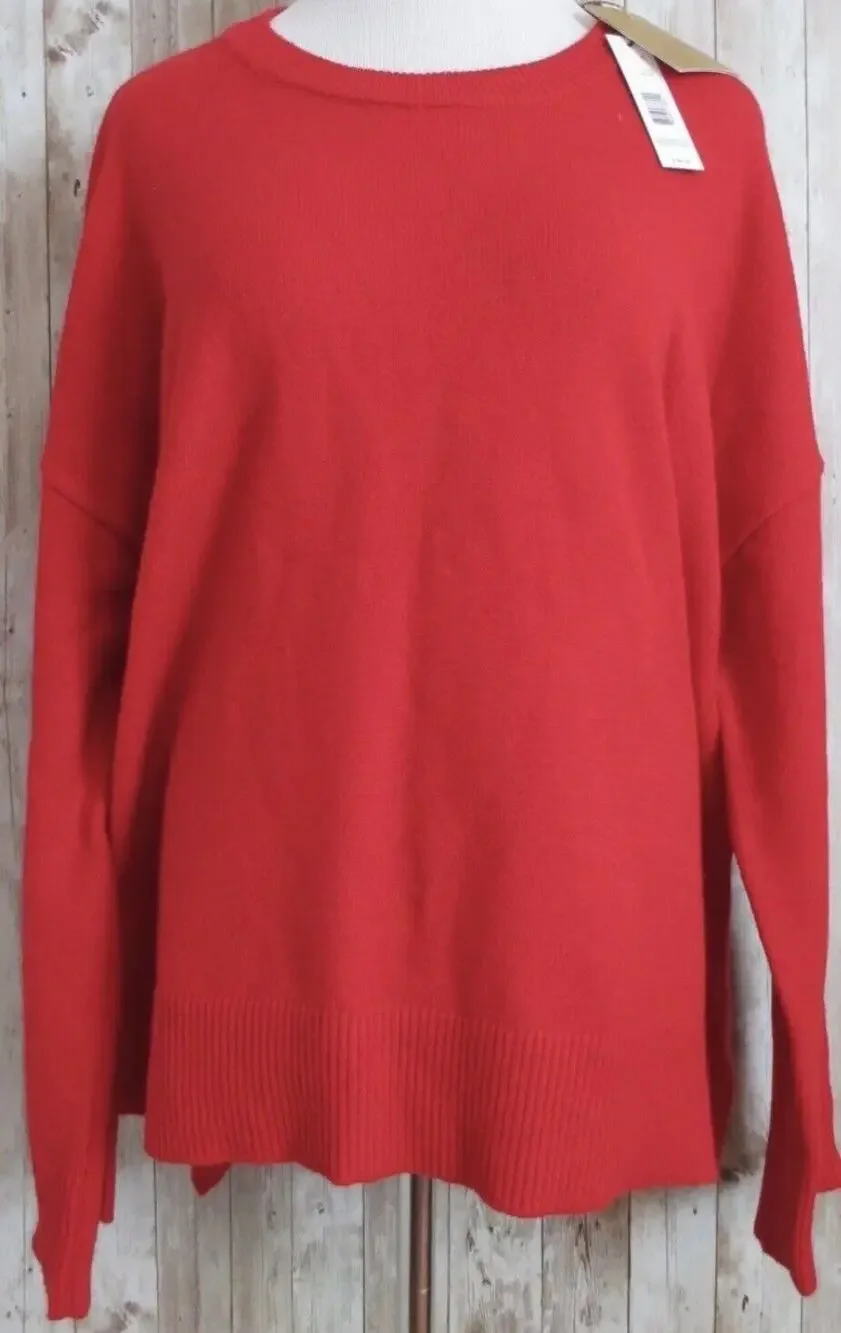 TAHARI Women’s Paris Red Oversized Relaxed Pullover SWEATER Top Stretch Size XS
